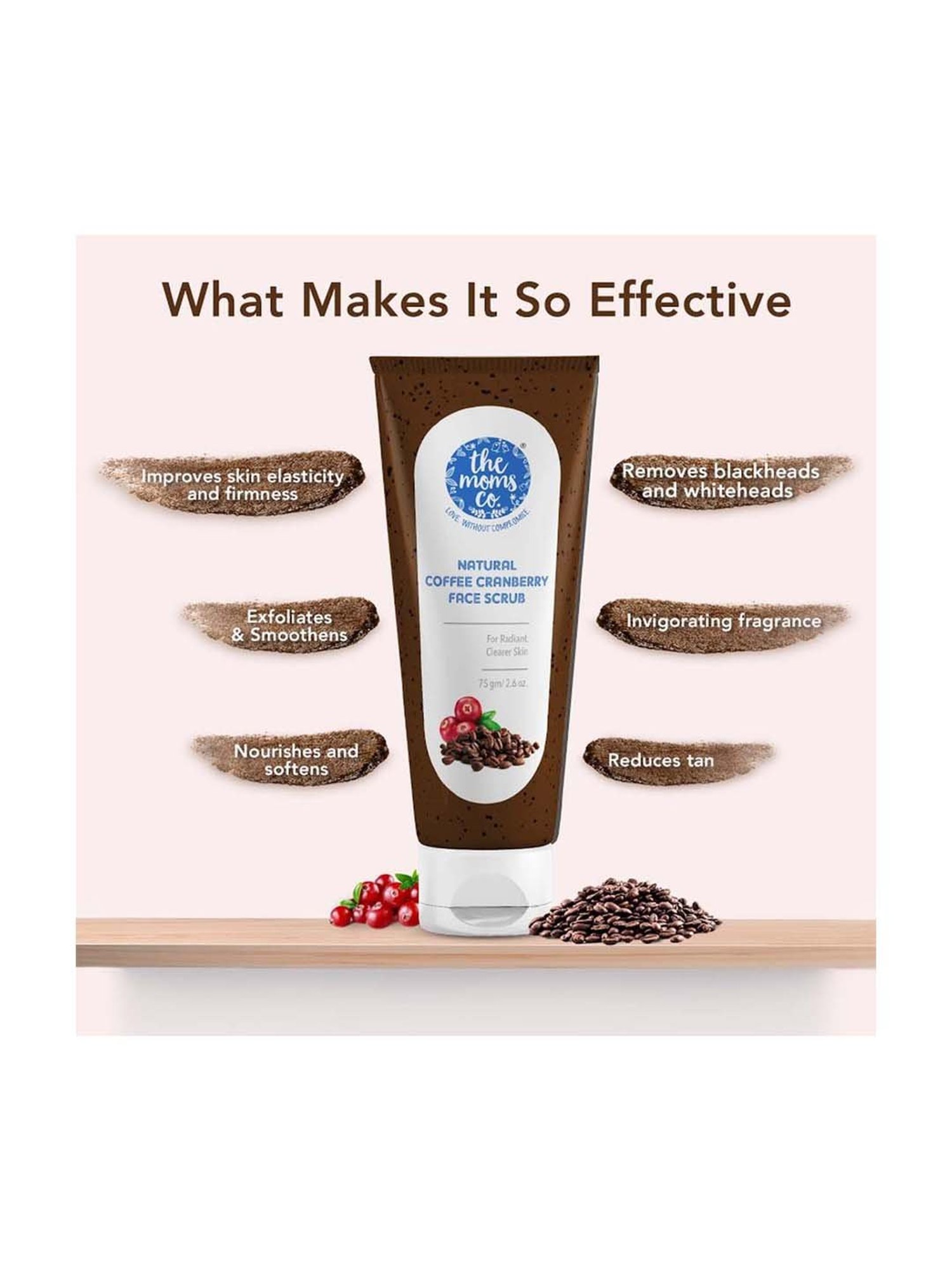 The Moms Co. Natural Coffee Cranberry Face Scrub - 75 gm