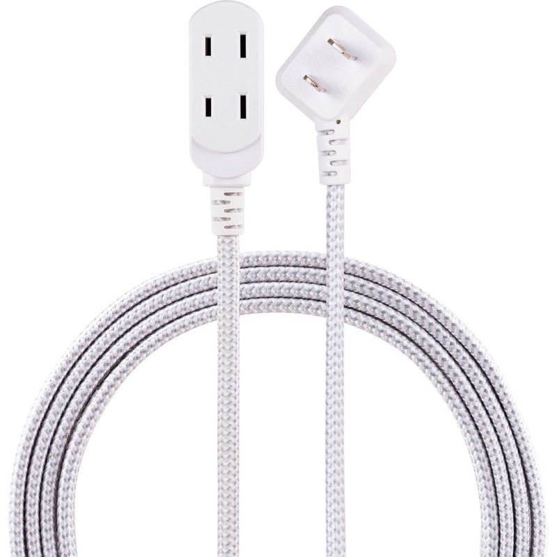 Cordinate 8' 3 Outlet Polarized Extension Cord Gray/White