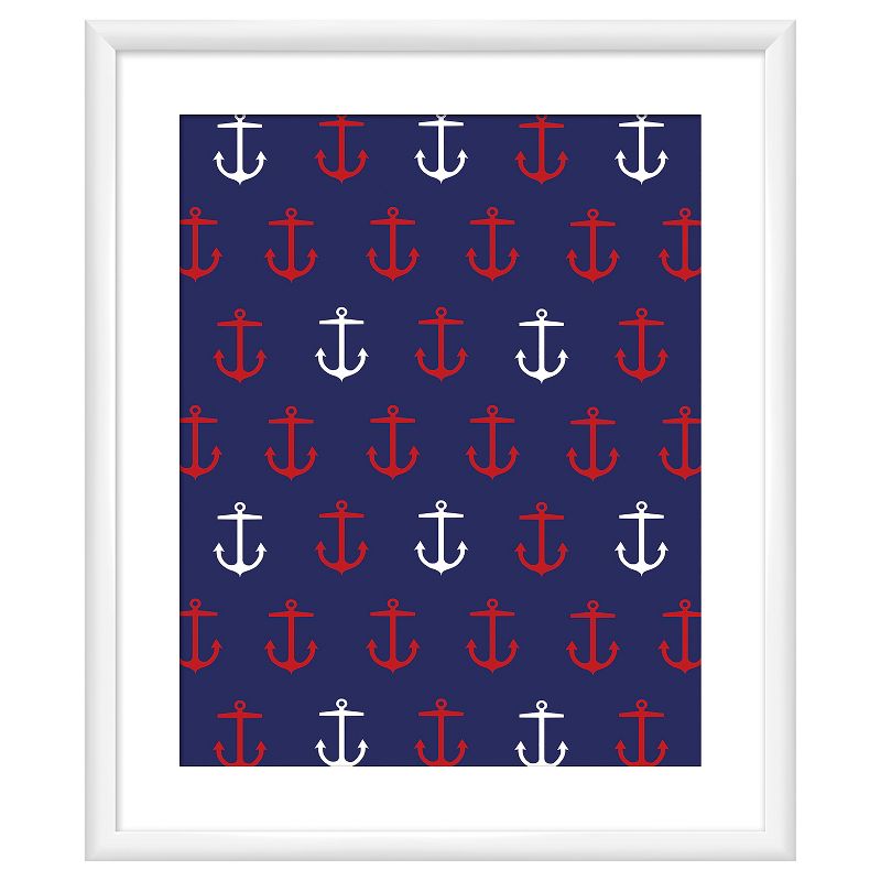 18" x 22" Matted to 2" Nautical Achor I Picture Framed White - PTM Images