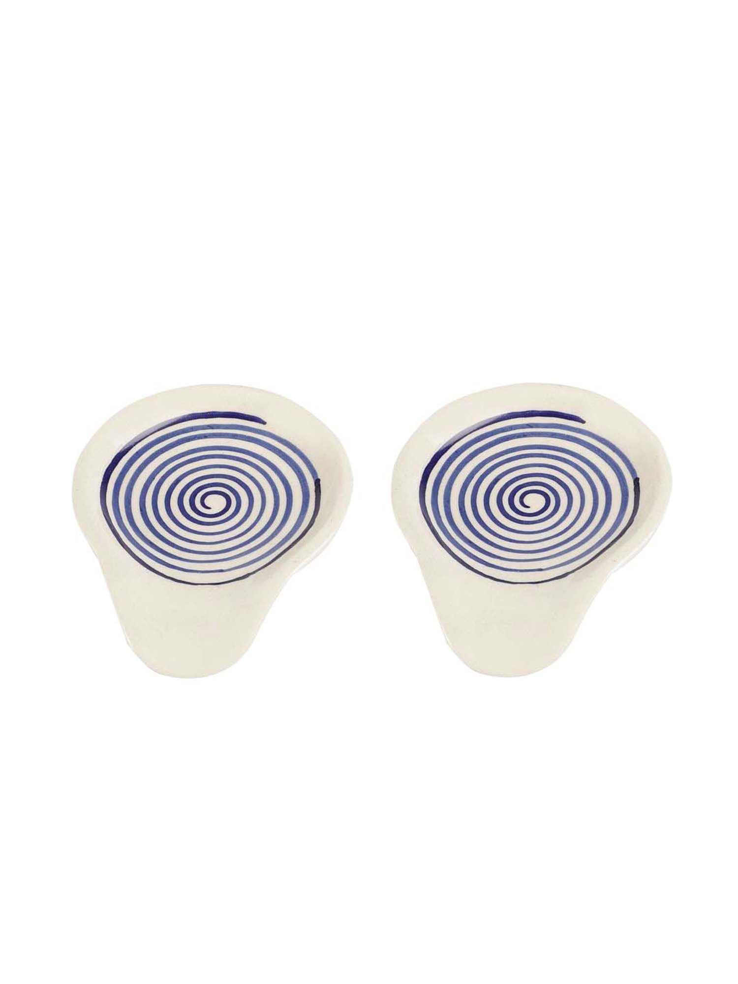 VarEesha Parikrama Blue Ceramic Spoon Rest with Trivet - Set of 4