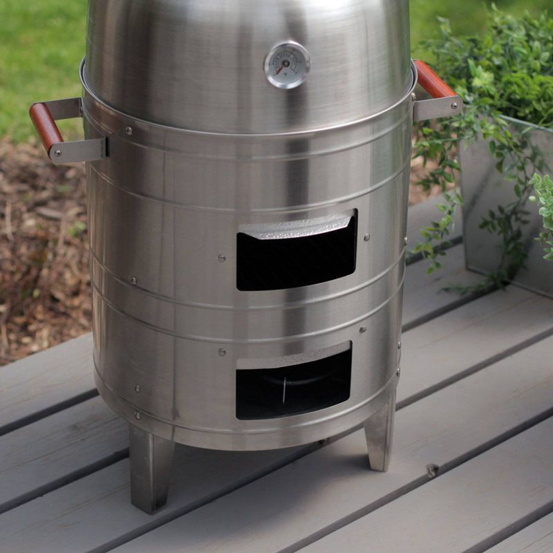 Americana Stainless Steel Electric Water Smoker with 2 Levels of Cooking Surface Model 5029P - Meco