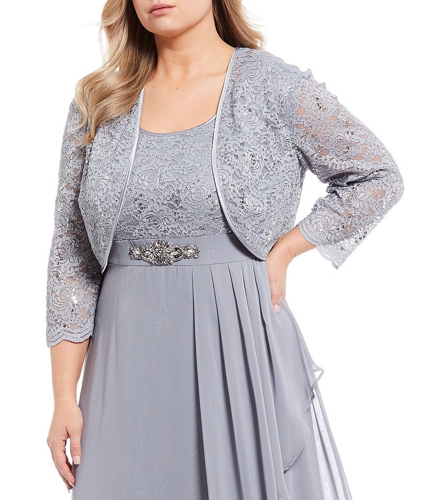 Jessica Howard Plus Size Crew Neck 3/4 Sleeve Printed Trapeze Dress