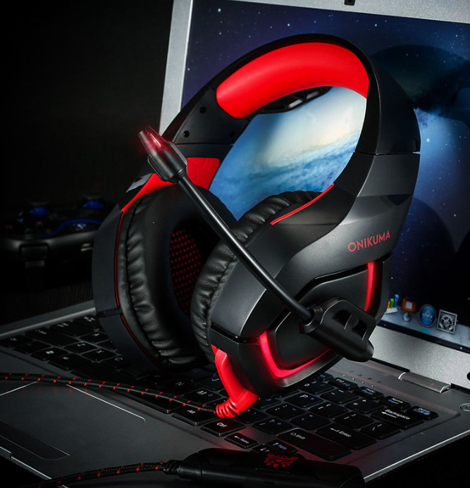 Head-mounted chicken-eating headset ONIKUMA K1B luminous gaming headset PS4 XBOX ONE Internet cafe headset microphone