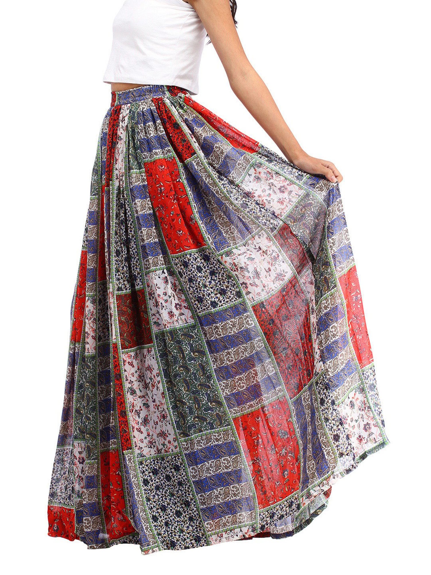 Scorpius Multicolor Georgette Floral Print Skirt