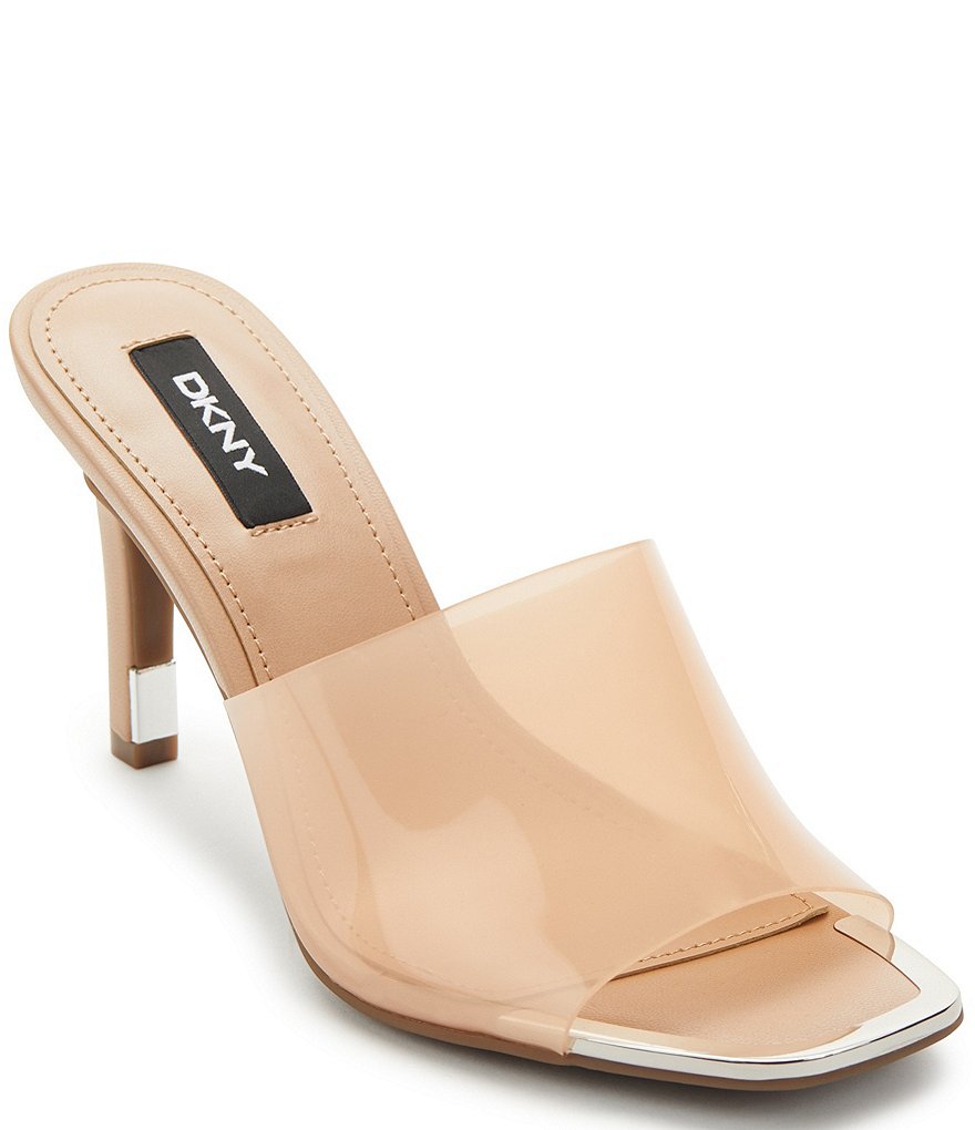 DKNY Bronxi Clear Vinyl Square Toe Dress Mules