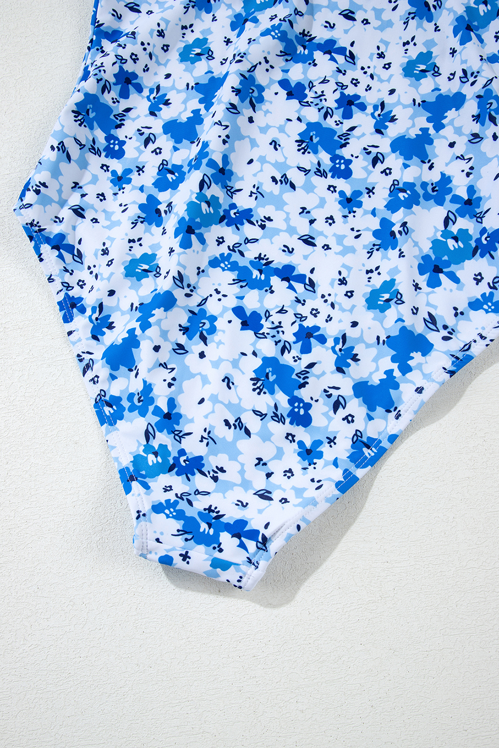 Black Plant Print Zip Front Half Sleeve One Piece Swimsuit