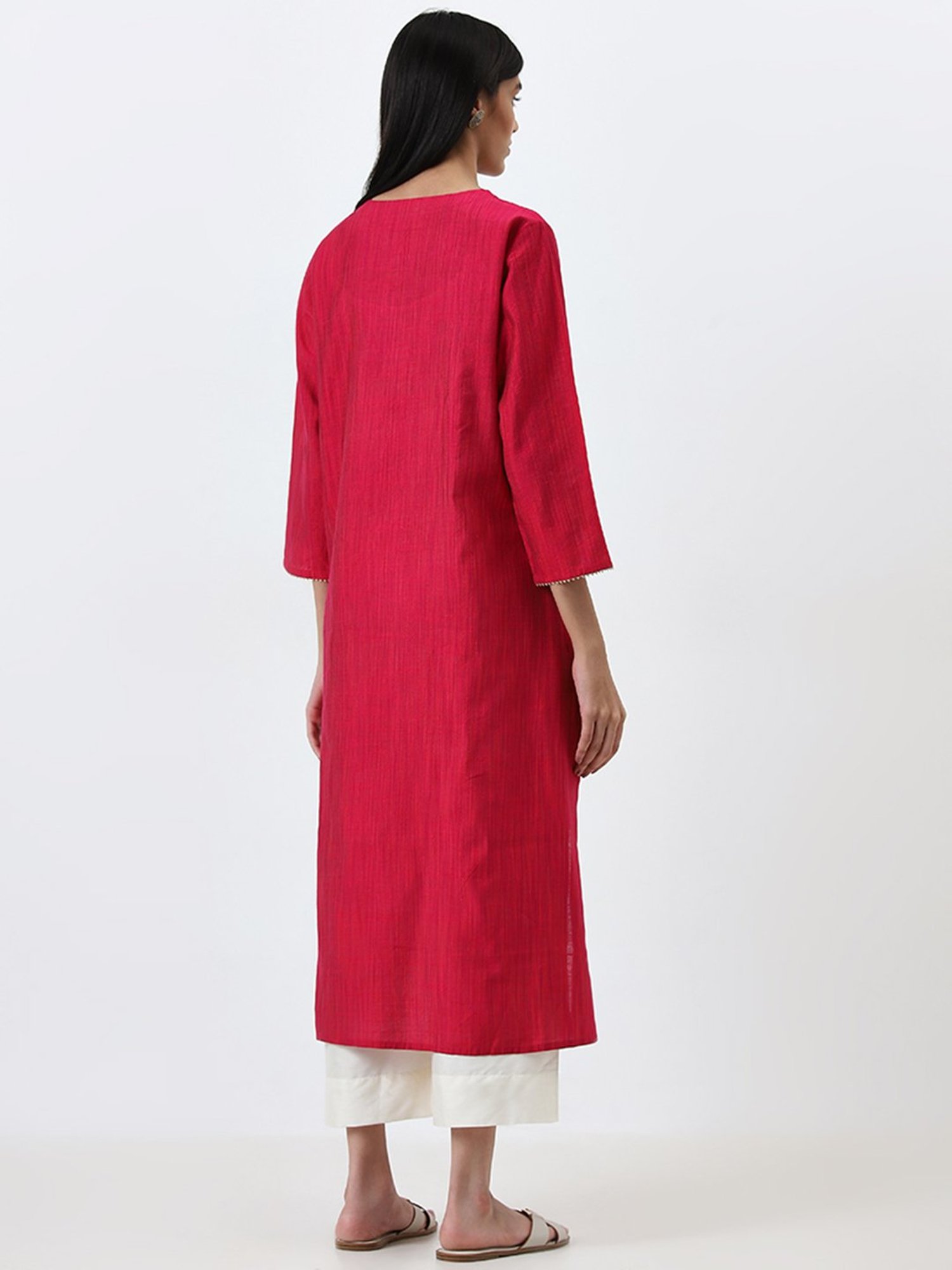 Utsa by Westside Magenta Embellished A-Line Kurta