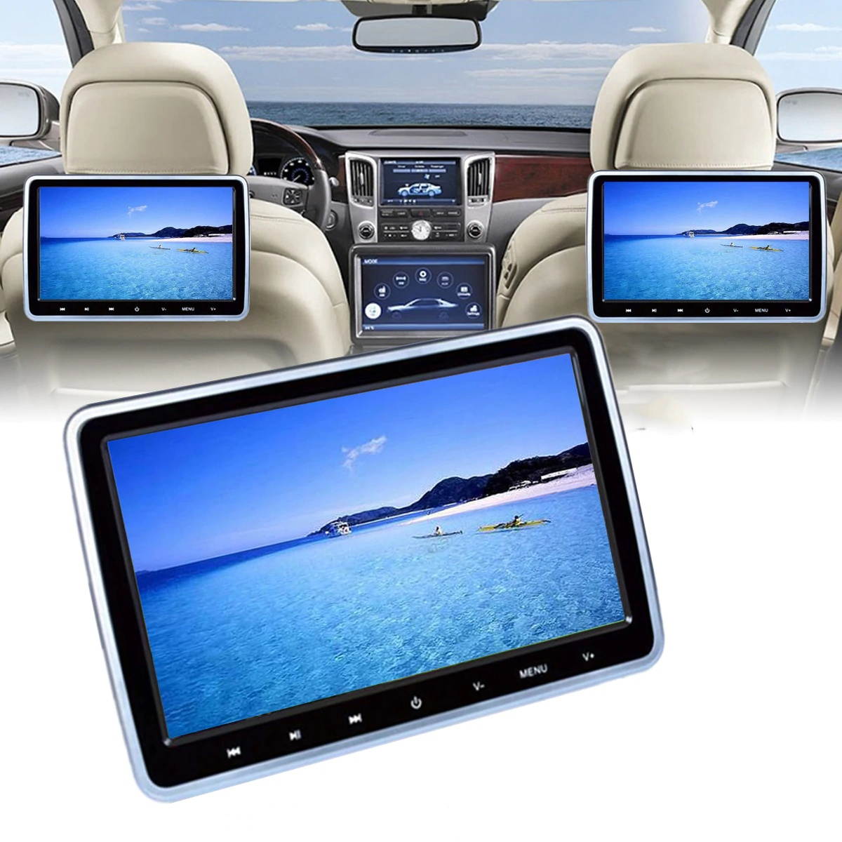 10.1 inch Car Headrest Monitor DVD Player Multimedia MP4 MP5 Video Player TFT HD LCD Touch Screen 1024x600 bluetooth/USB/FM 12V