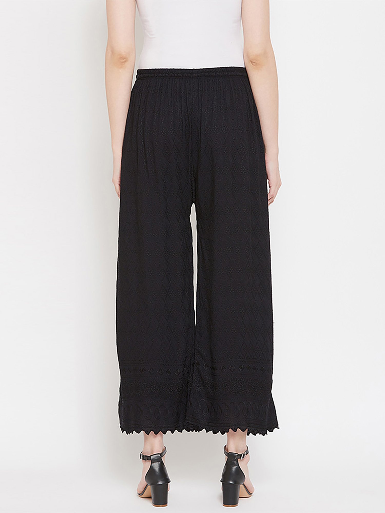 Castle Black Embroidered Palazzos