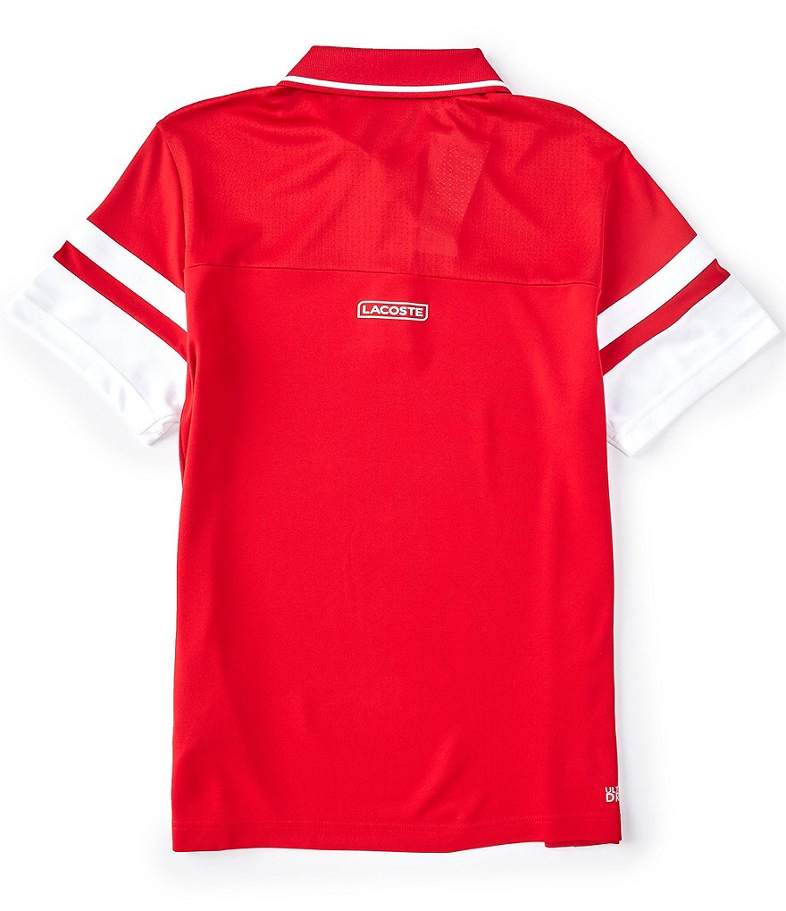 Lacoste Sport Striped Sleeves Performance Short-Sleeve Polo Shirt