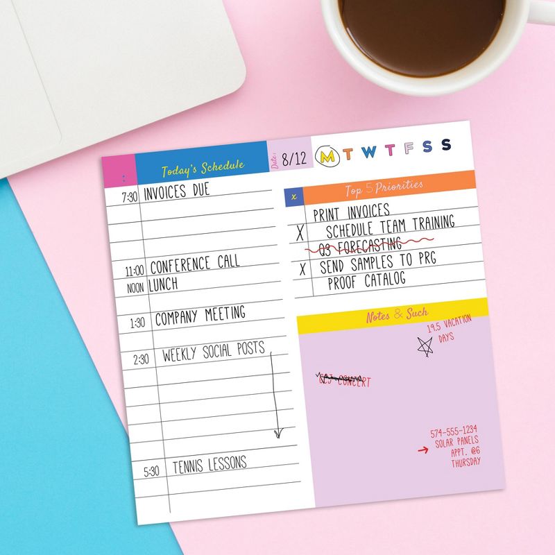 Undated Planner 5.25" x 5.25" Bright Daily Note Block - TF Publishing