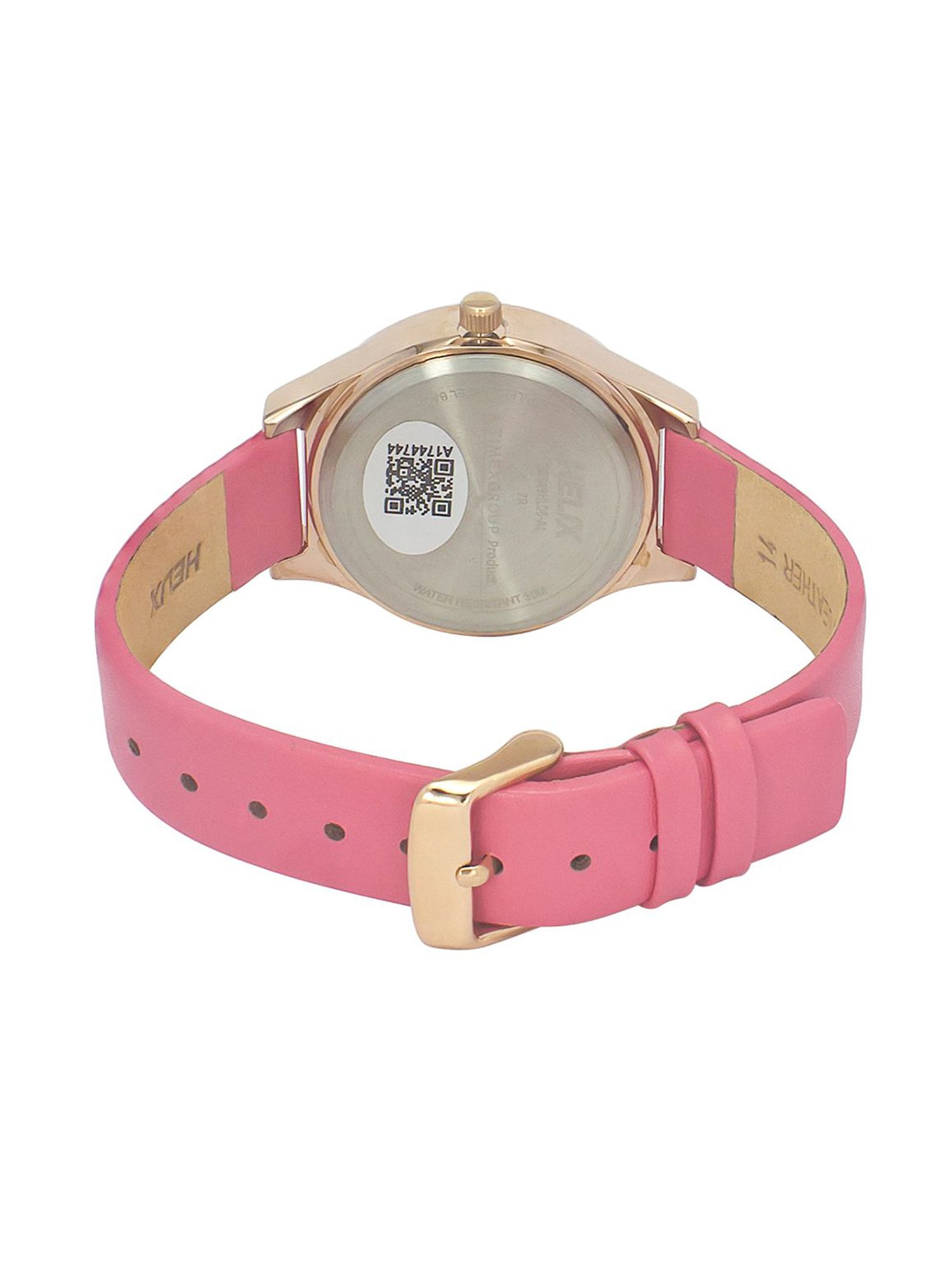 Helix By Timex Pink Round Dial Analog Leather Women Watch - TW049HL06
