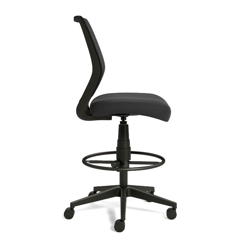 Union & Scale Essentials Mesh Back Fabric Drafting Stool, Black (UN59386) 