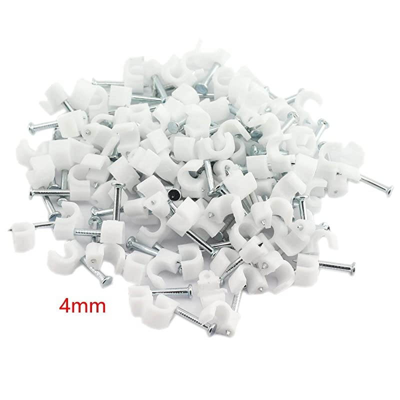 300Pack White Cable Nails Clips High Carbon Steel Nail Wire Clamps Cable Straps Wall Holder 100 4mm + 100 6mm + 100 8mm