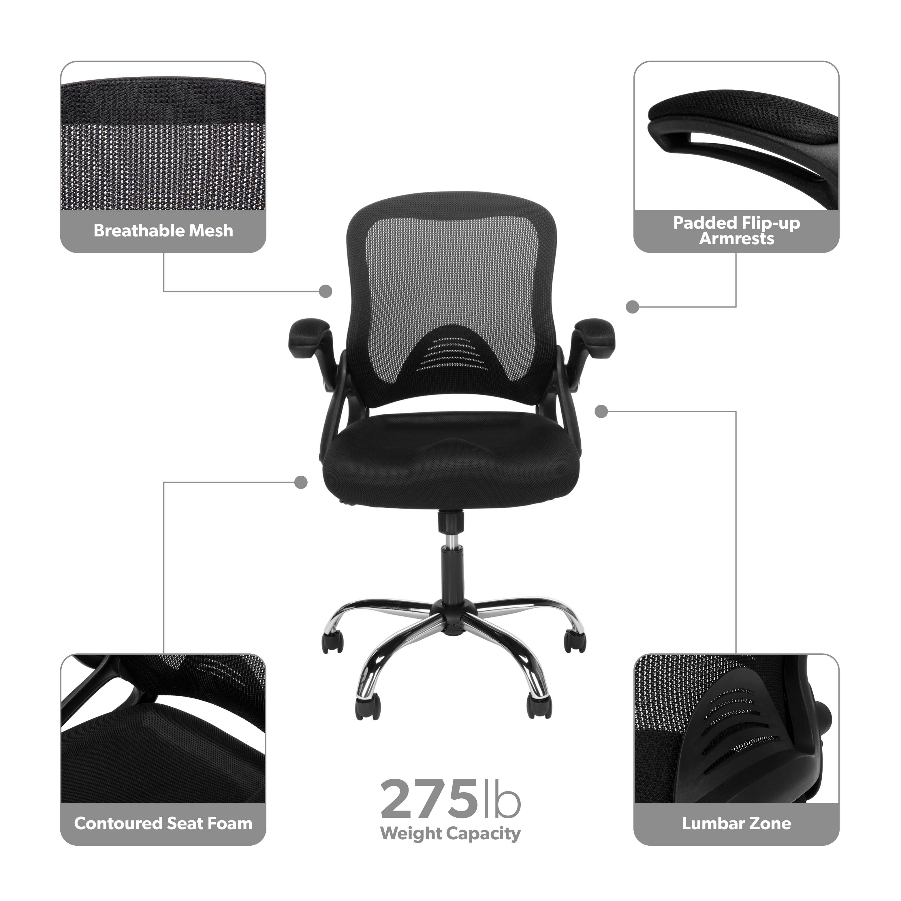 OFM Essentials Collection Mesh Back Office Chair, Task Chair with Flip-up Arms, in Black (ESS-3013-BLK)
