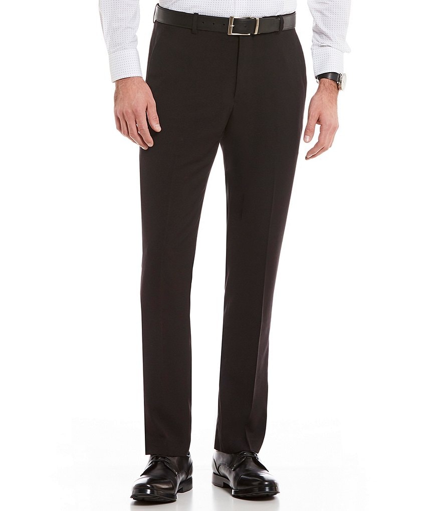 Perry Ellis Slim-Fit Stretch Solid Flat-Front Suit Separate Pants