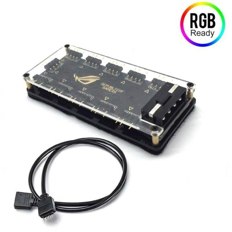 10Way 5V 3 pin RGB Splitter Hub, RGB Splitter for LED Strip Light PC RGB Fan Cooler with 1.6FT Extension Cable