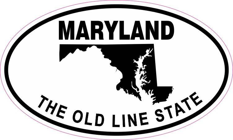 StickerTalk Oval Maryland the Old Line State Vinyl Sticker, 5 inches by 3 inches