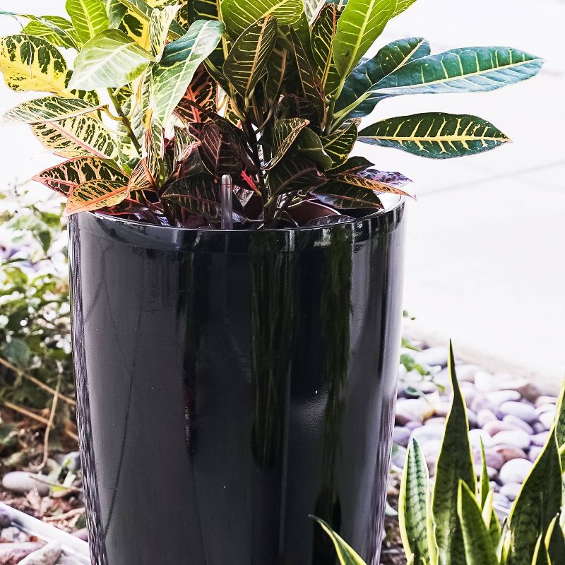 2pc 17" Indoor/Outdoor Round Plastic Self Watering Planter Black - XBrand