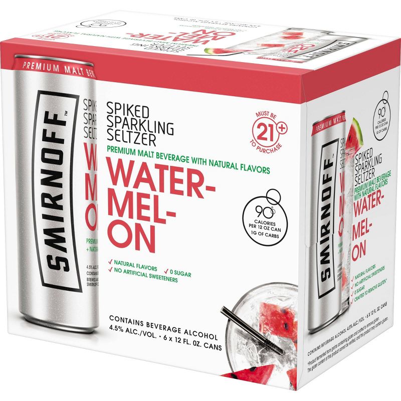 Smirnoff Watermelon Spiked Sparkling Seltzer - 6pk/12 fl oz Slim Cans