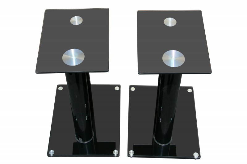 Mount-It! Premium Aluminum Glass Speaker Stands | Set of Two | Black