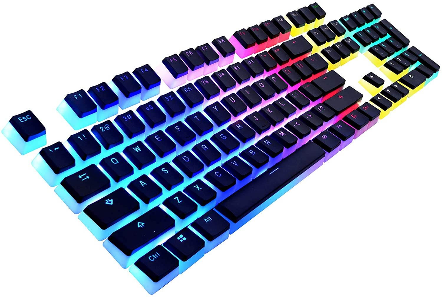 Havit Keycaps 60 87 104 Double Shot Backlit PBT Pudding Keycap Set with Puller for DIY Cherry MX RGB Mechanical Keyboard (Black)