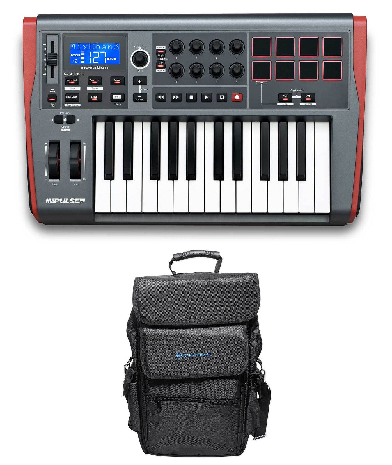 Novation IMPULSE 25 Ableton Live 25-Key MIDI USB Keyboard Controller+Carry Bag