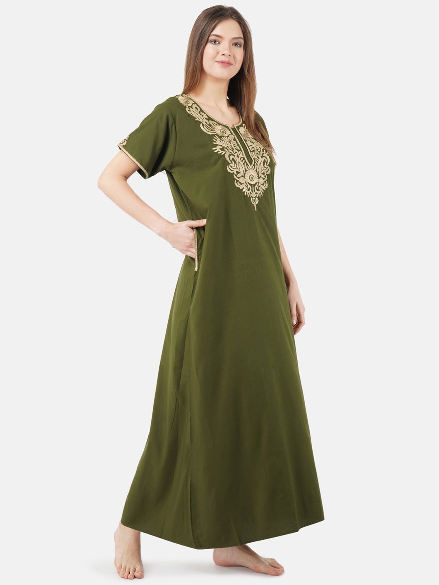 KOI SLEEPWEAR Olive Embroidered Nighty