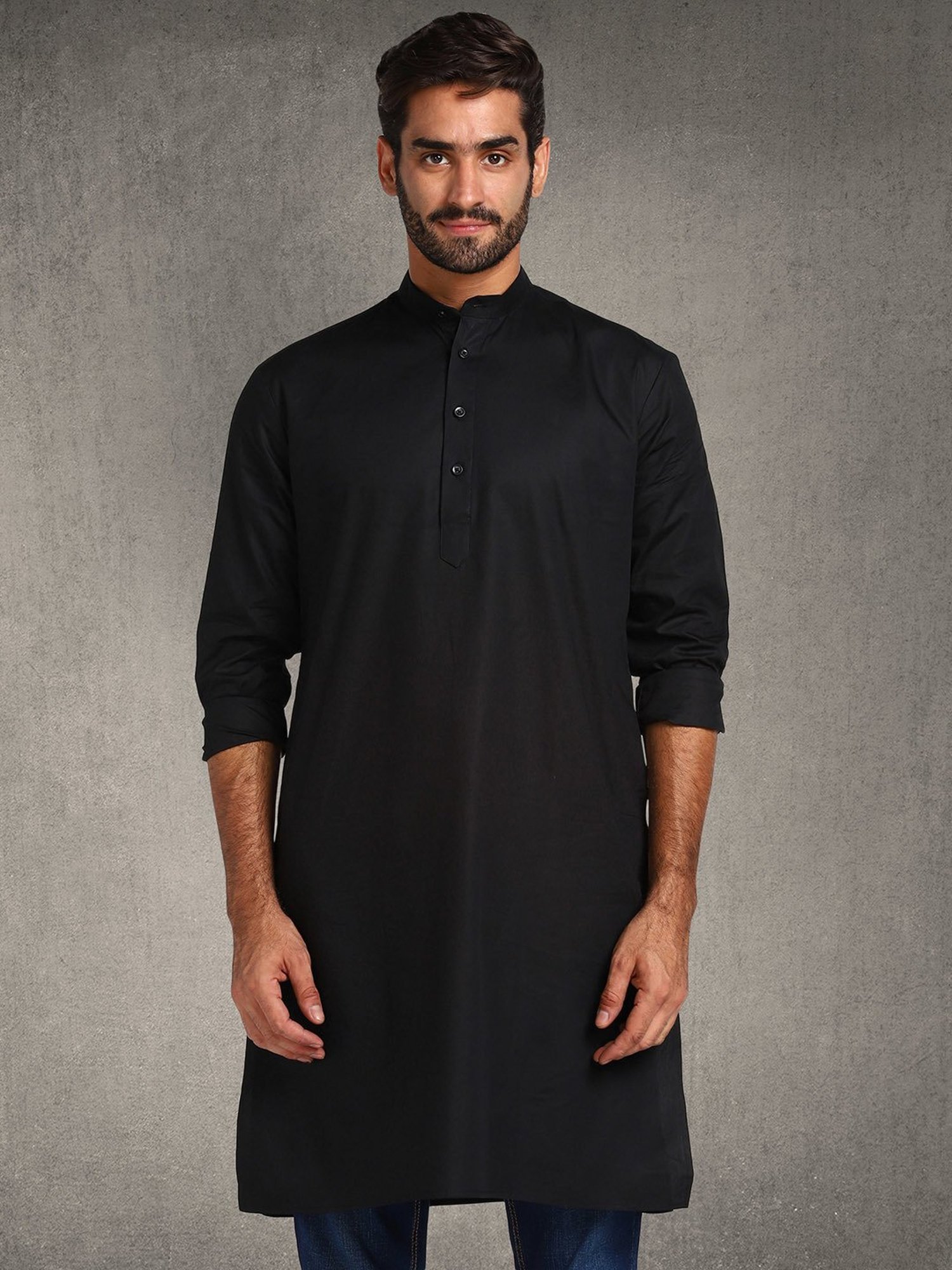 Hangup Plus Black Regular Fit Kurta