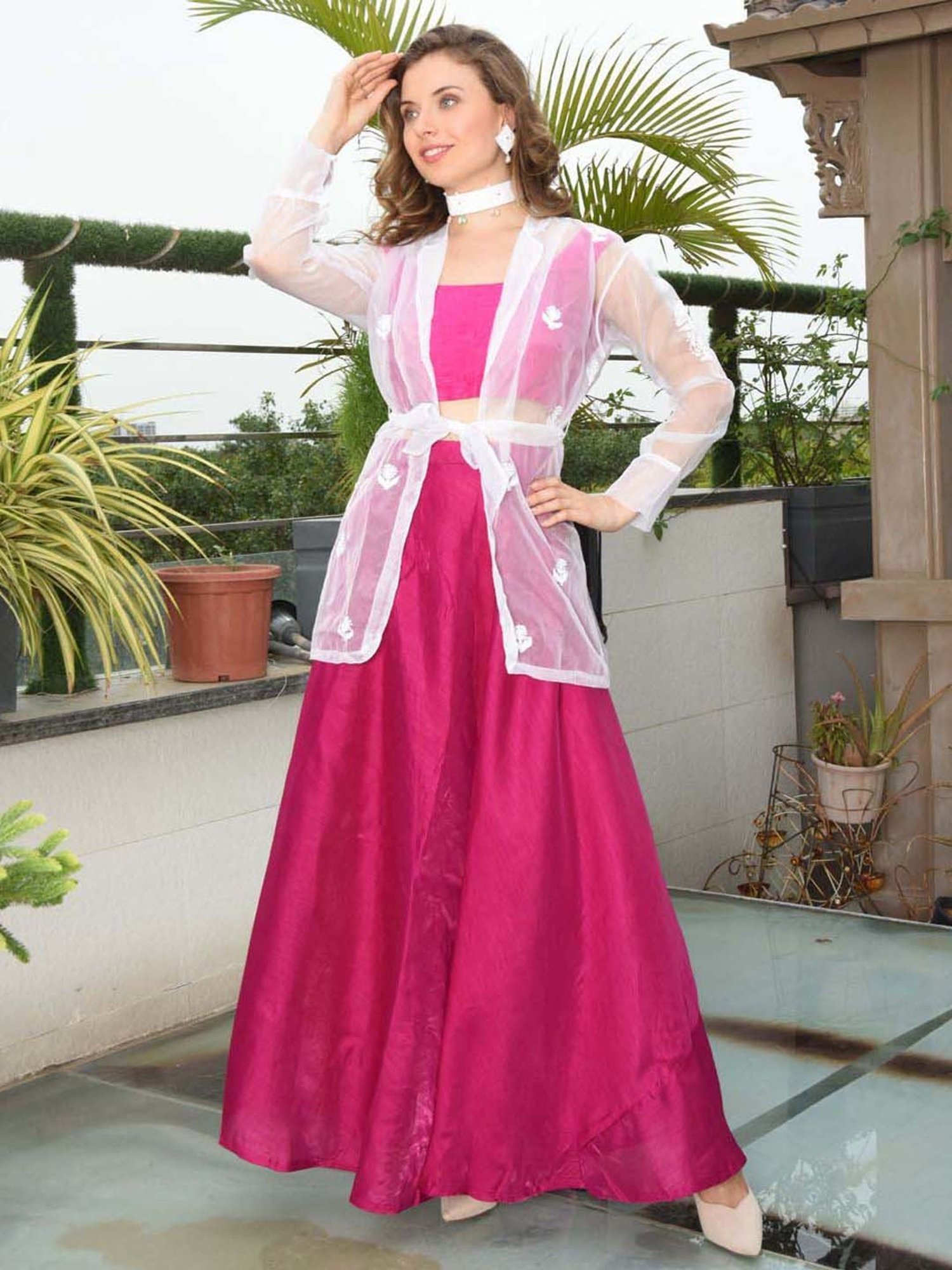 SHADES White Chikankari Shrug