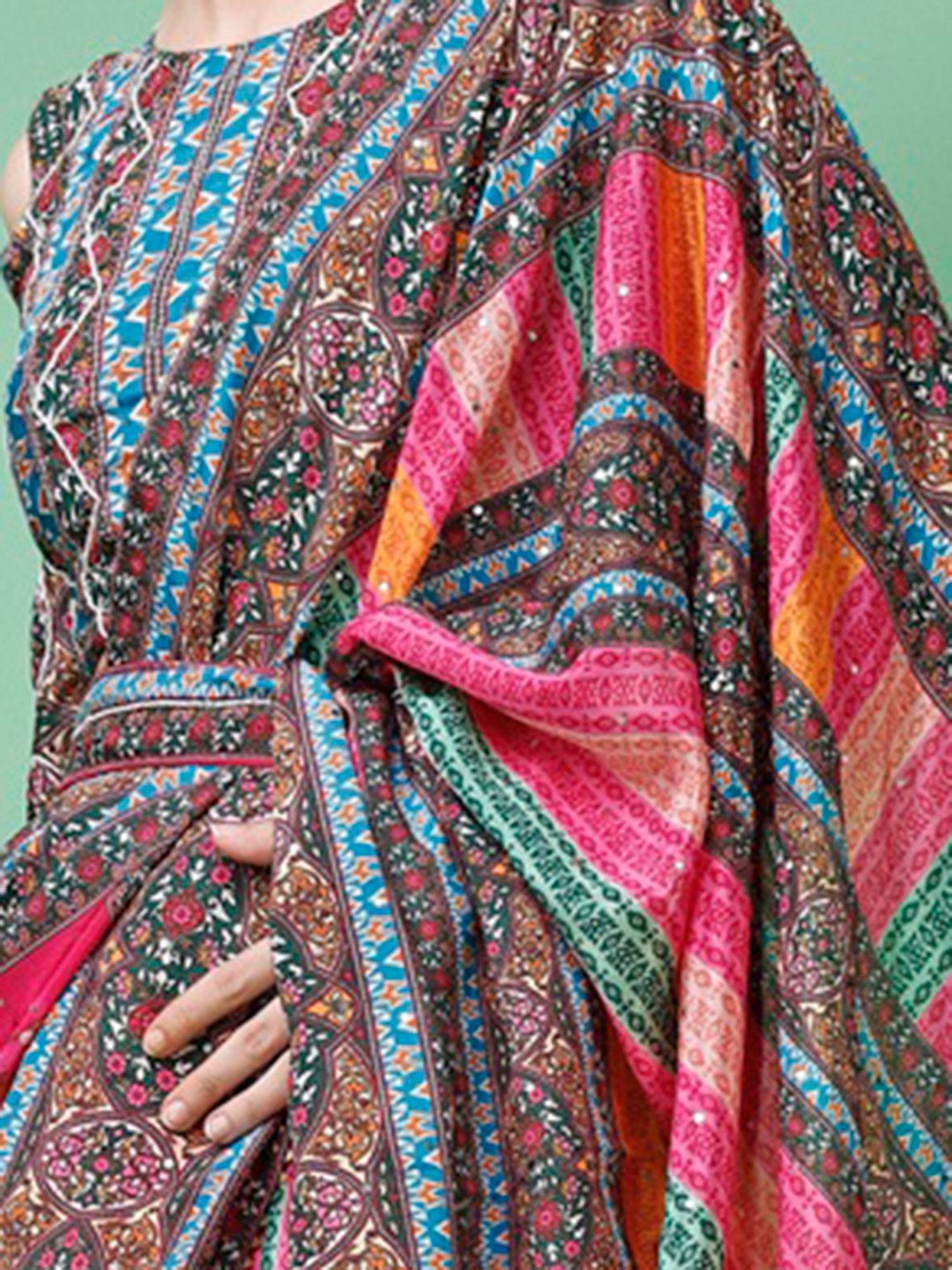 PURVAJA Pink Printed Semi Stitched Lehenga & Unstitched Blouse With Dupatta