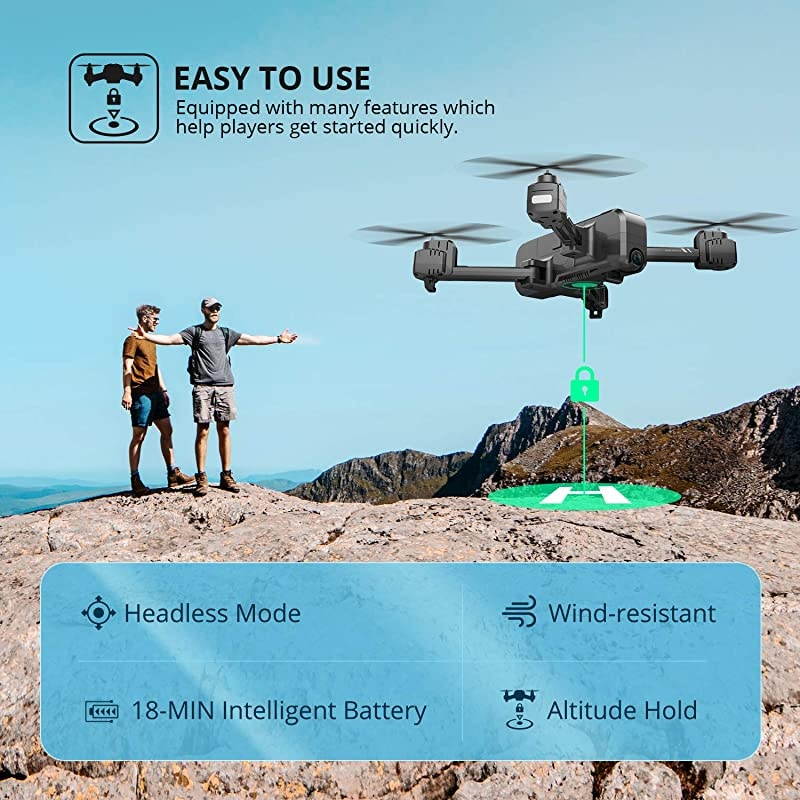 HS270 GPS 2.7K Drone with FHD FPV Camera Live Video for Adults, Portable Selfie Quadcopter with 2 Batteries for Beginners with Auto Return Home, Custom Flight Path, Follow Me, Auto Hover