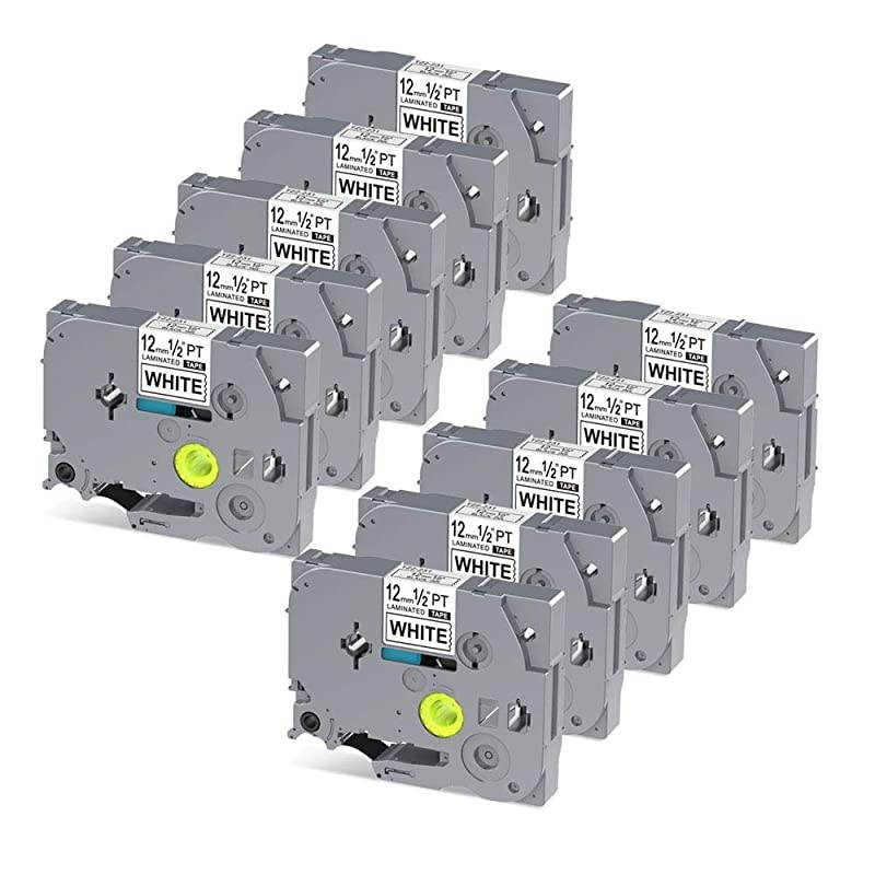 Replacement for Brother Label Tape TZe-231 TZ-231 Label Maker Tape Black on White,1/2inch x 26.2ft, for PT-D210 PT-H100 PT-D600,10-Pack