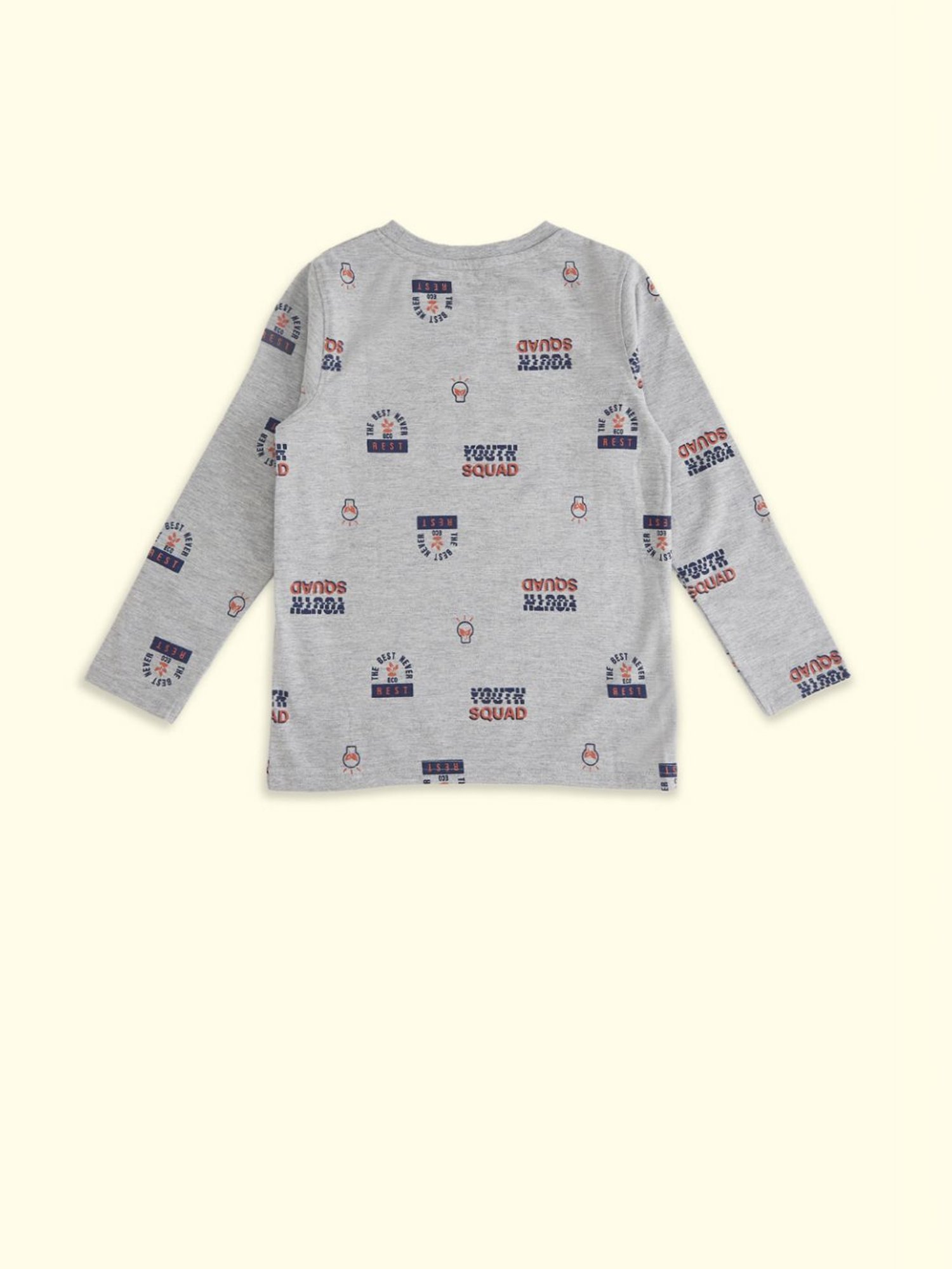 Pantaloons Junior Grey Cotton Printed Full Sleeves T-Shirt