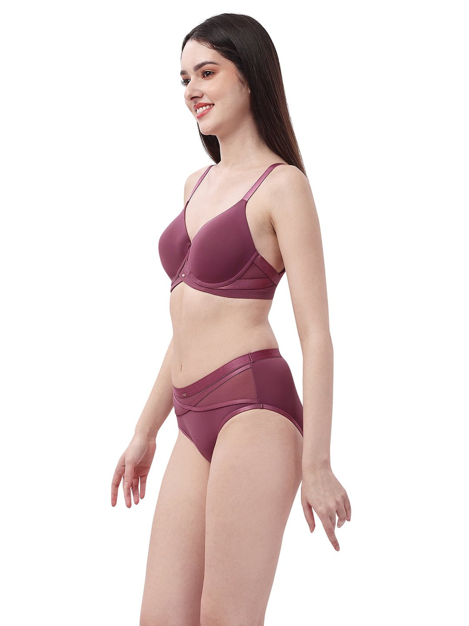Soie Purple Padded Under-Wired Bra & Panty Set