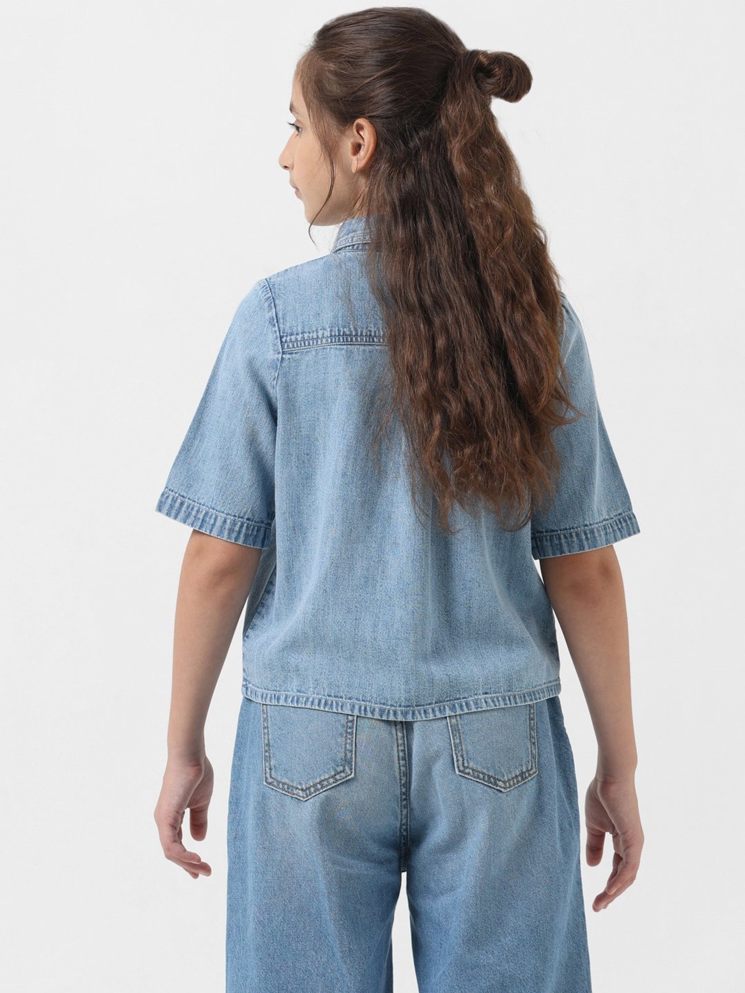 VERO MODA GIRL Blue Solid Shirt Top