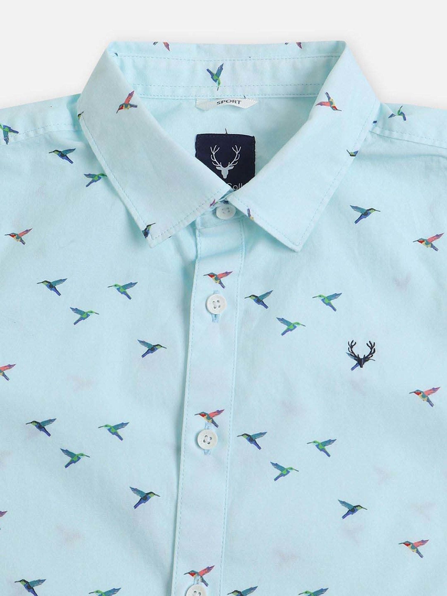 Allen Solly Kids Blue Cotton Printed Full Sleeves Shirt