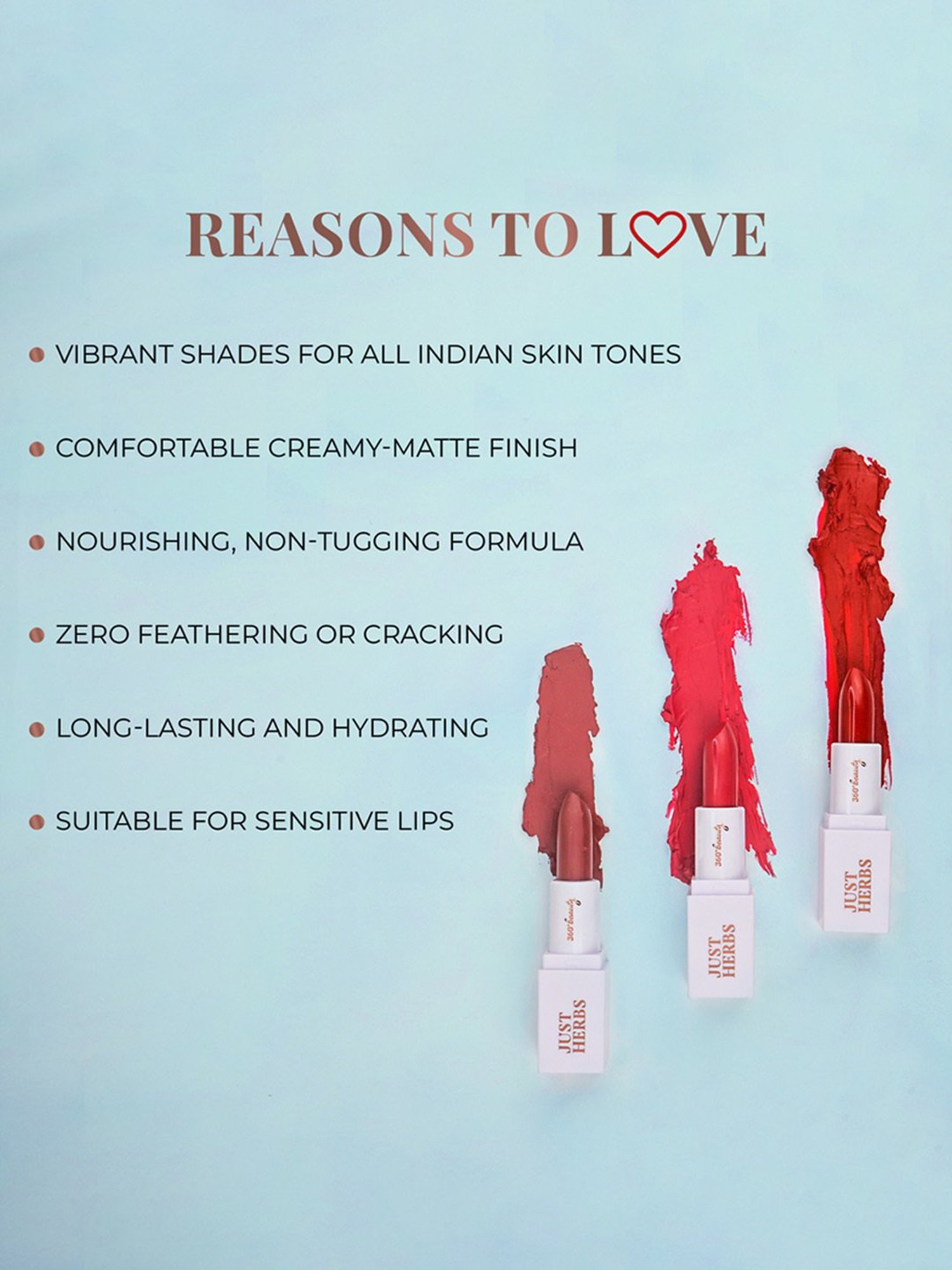 JUST HERBS Herb Enriched Ayurvedic Lipstick 08 Margee (Rose Brown) - 1.8 gm