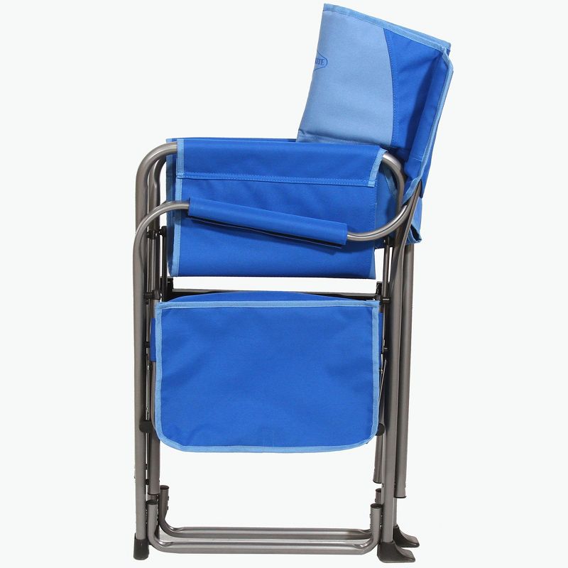 Kamp-Rite KAMPCC116 Director's Chair Outdoor Furniture Camping Folding Sports Chair with Side Table, Cup Holder, and 12 Can Ice Cooler, 2 Tone Blue