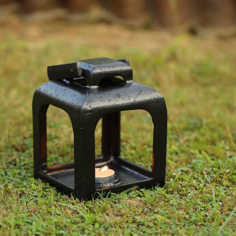 6.5" x 5" Aluminum Cast Metal Pillar Outdoor Lantern Black - Smith & Hawken™