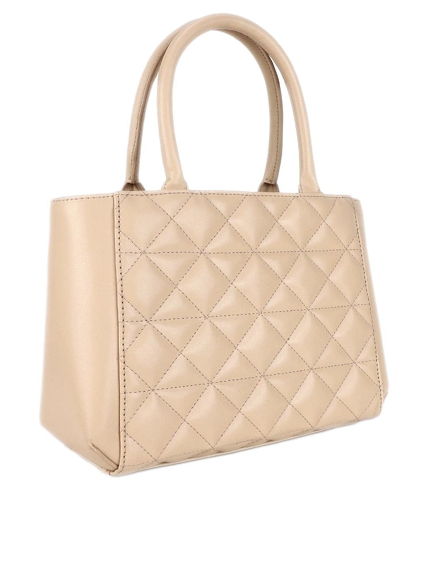 Carlton London Cream Quilted Medium Handbag