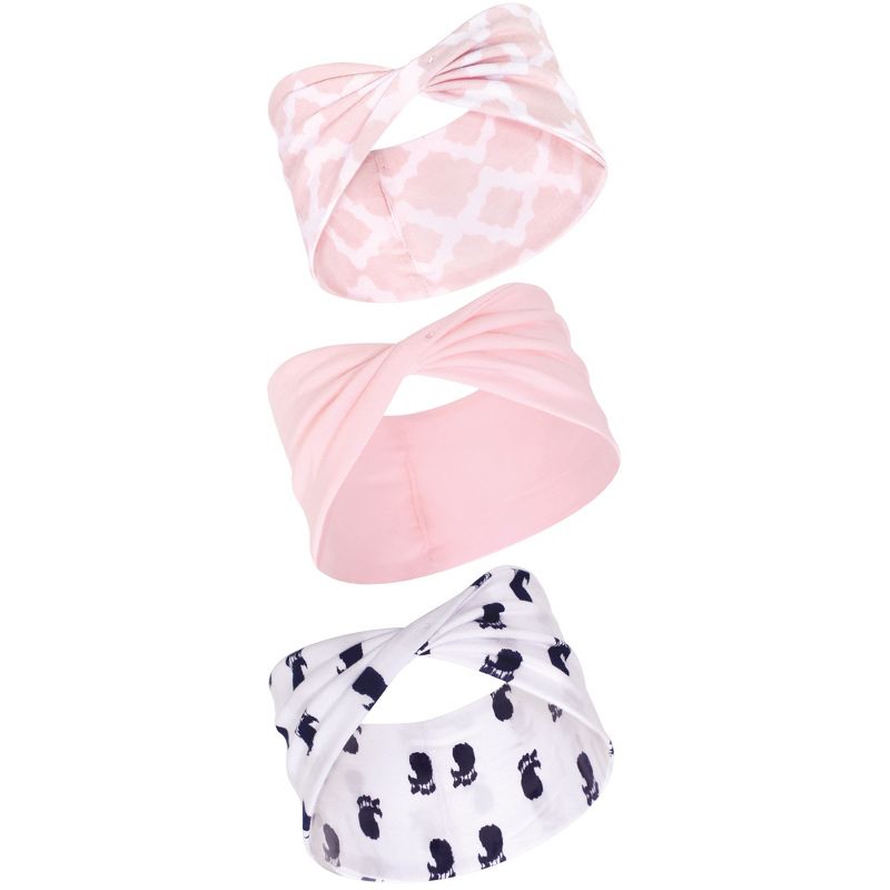 Yoga Sprout Baby and Toddler Girl Cotton Headbands 3pk, Ikat Elephant, 0-24 Months