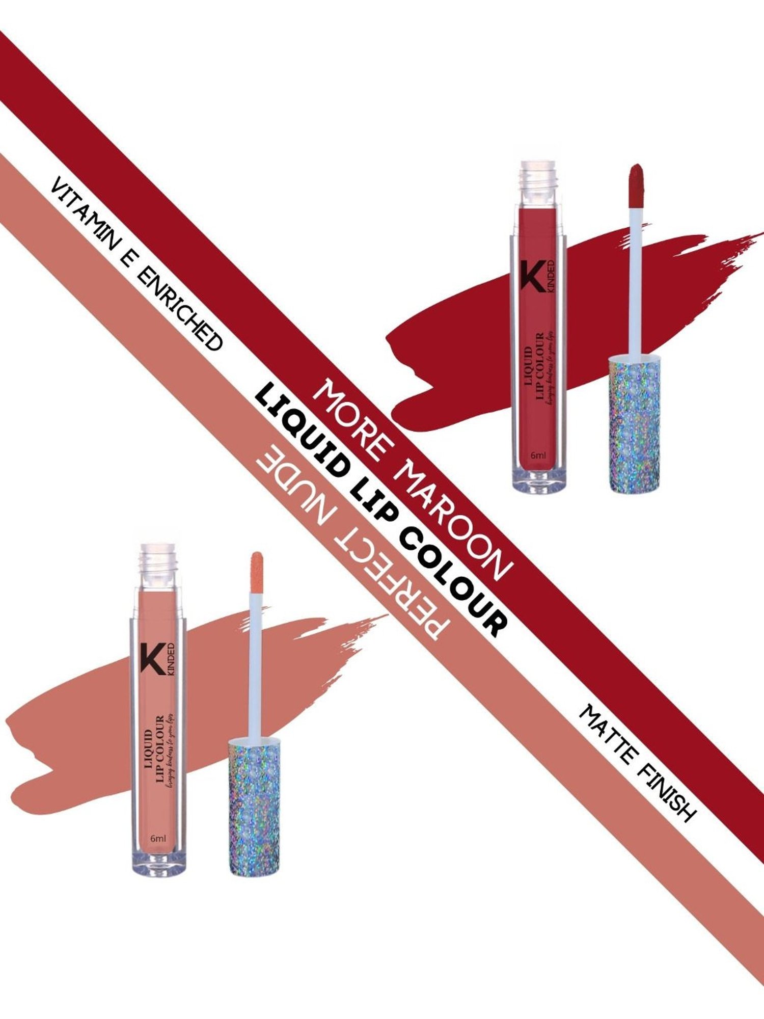 KINDED Liquid Lip Colour 09 More Maroon & 10 Perfect Nude Combo
