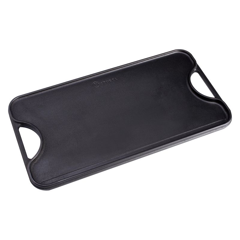 Victoria Cast Iron Large Reversible Rectangular Griddle 17"X9" Black