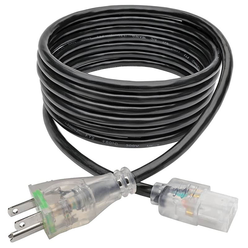 Hospital Medical Power Cord, 13A, 16AWG, 5-15P to C13, Clear, 10' (P006-010-HG13CL) , Black