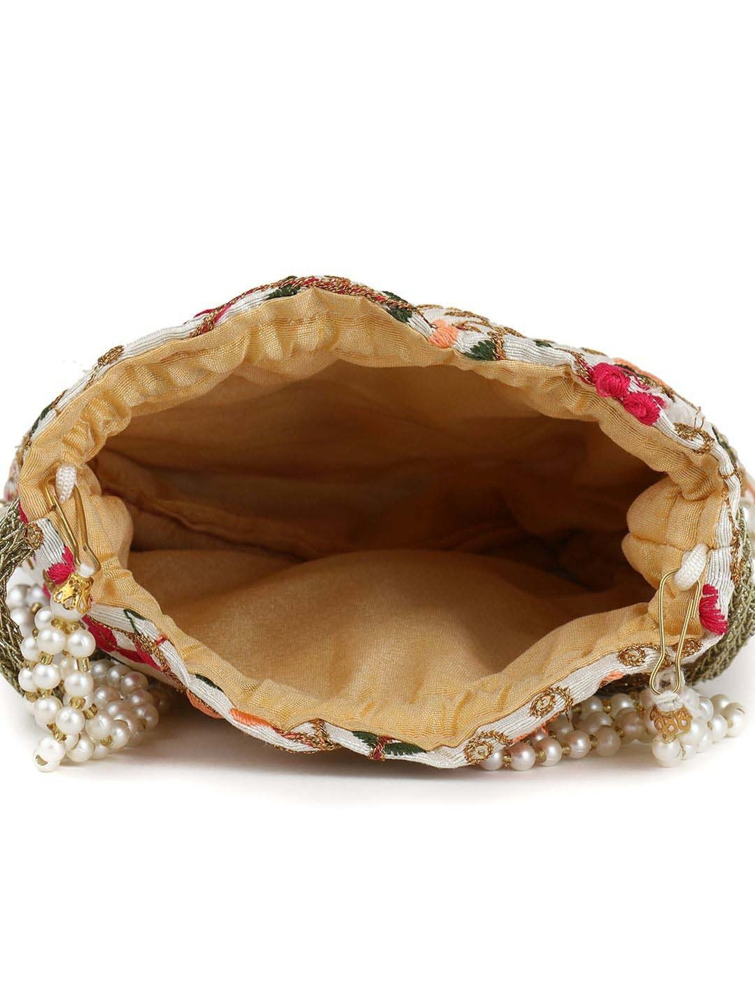 Gaurapakhi White Embroidered Potli