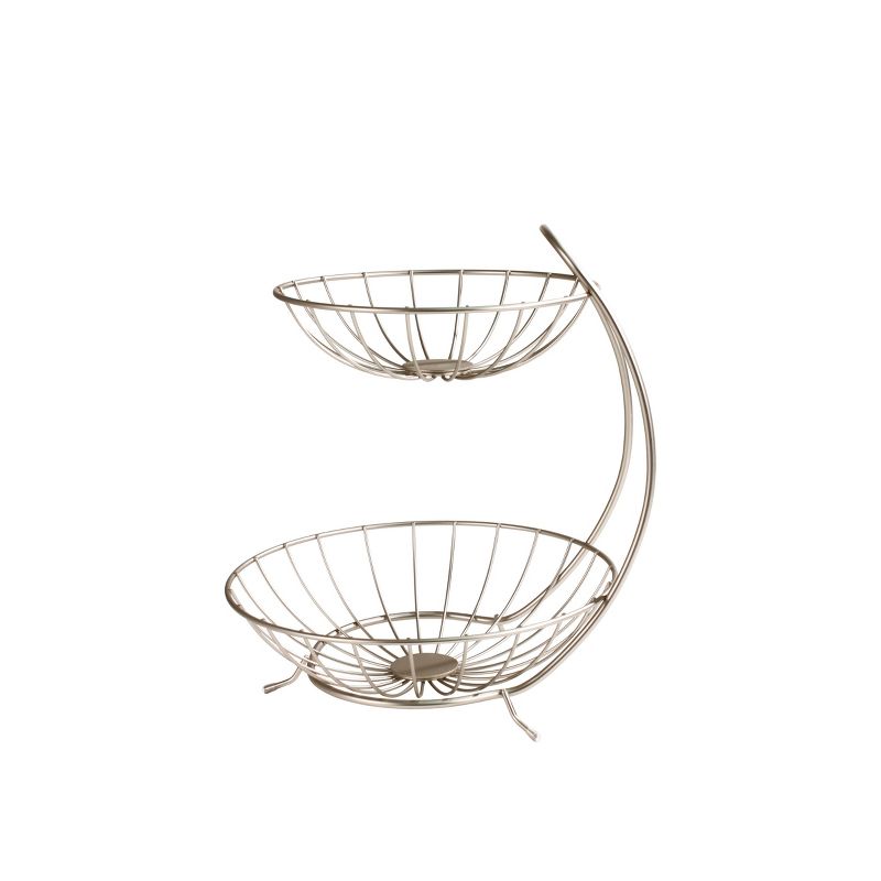 Spectrum Bloom Arched 2-Tier Steel Fruit Server - Satin Nickel
