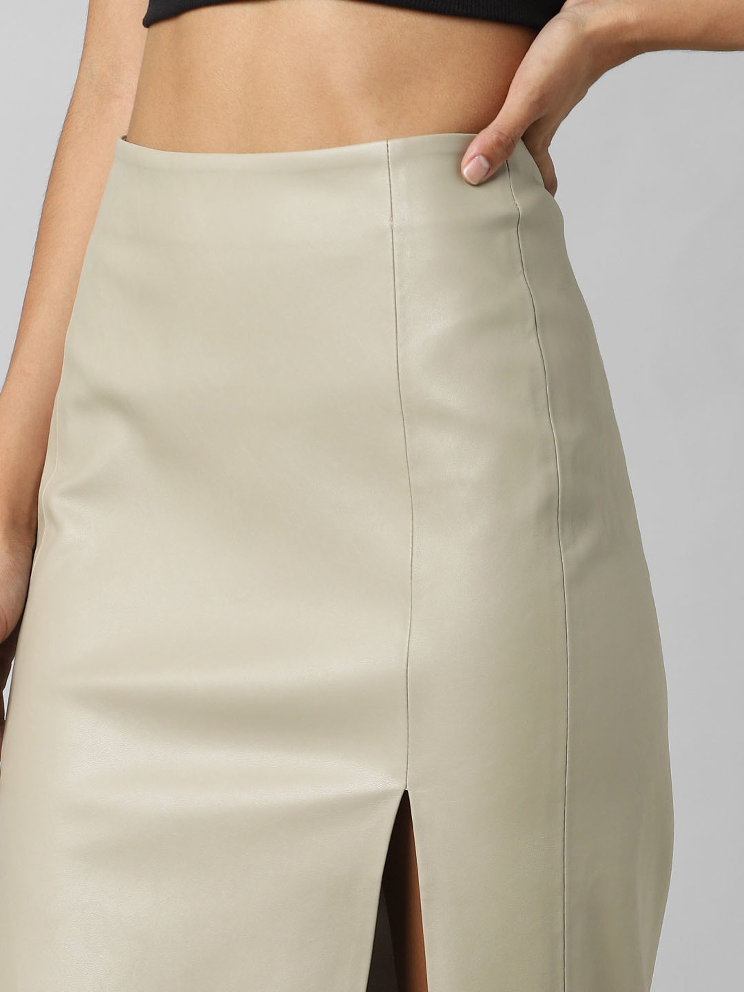 Only Beige Below Knee Pencil Skirt