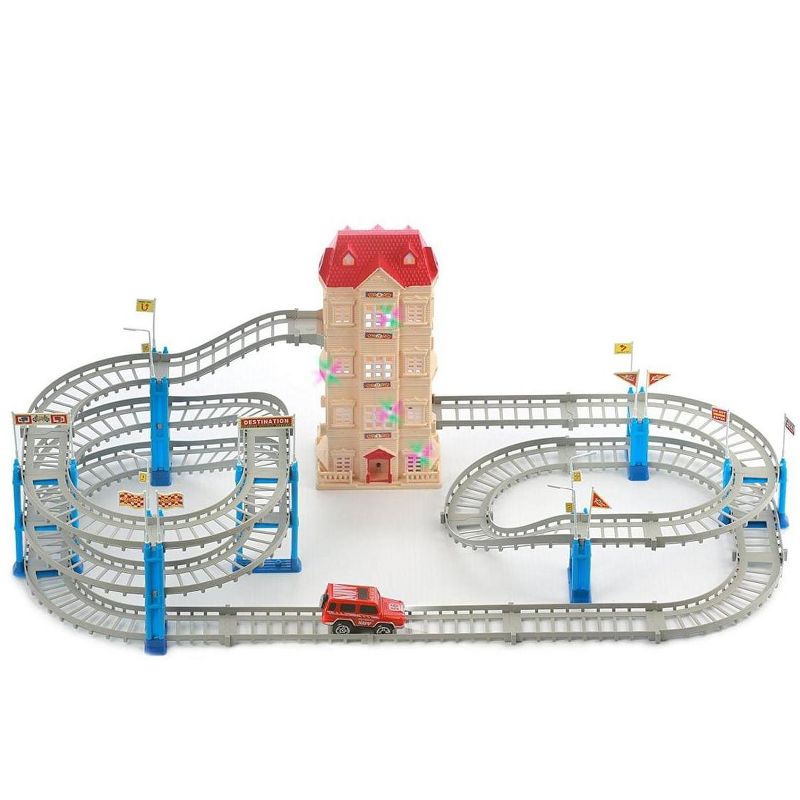 Mukikim Build A Track / Super Ride SUV Car on Track with a Lift Elevator 98-Pieces