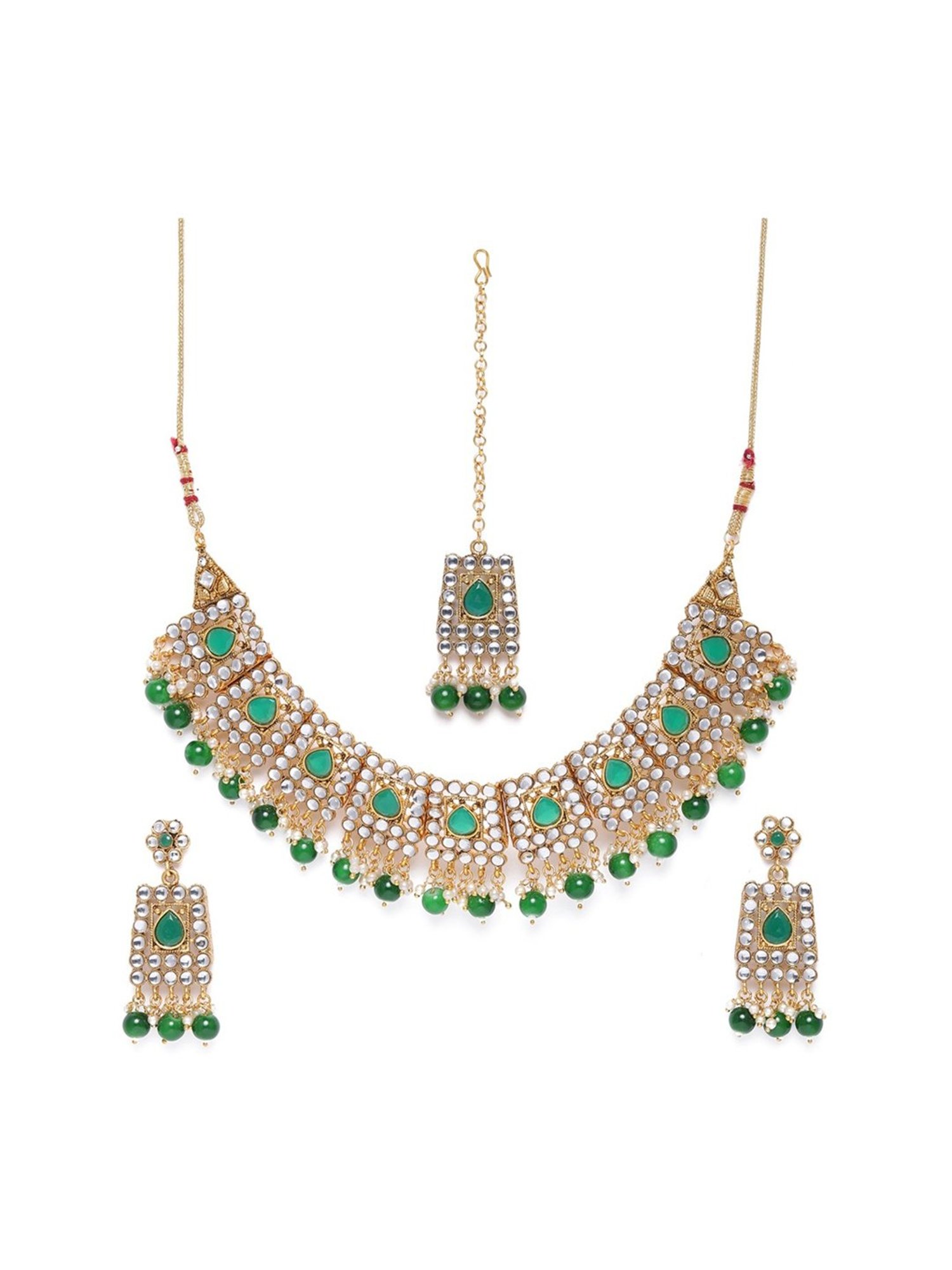 Sri Jagdamba Pearls White Alloy Classic Necklace & Earring Set
